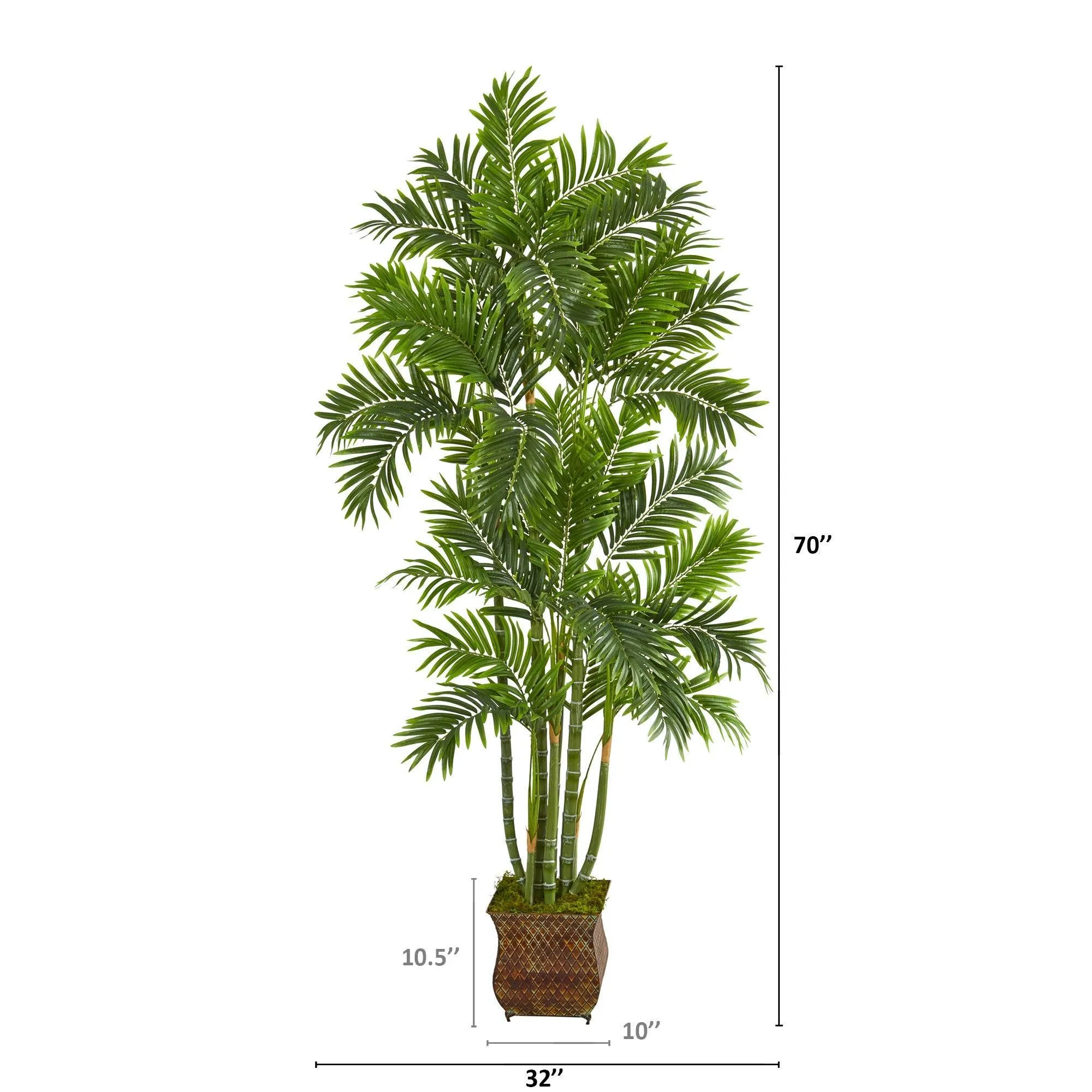 70” Areca Palm Artificial Tree in Metal Planter