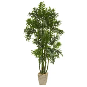 71” Areca Palm Artificial Tree in Country White Planter