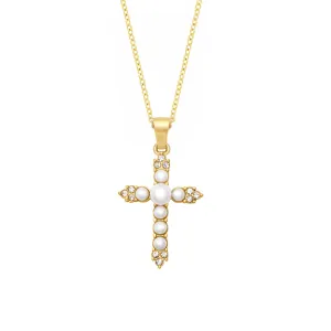 Annie Pearl Cross Necklace