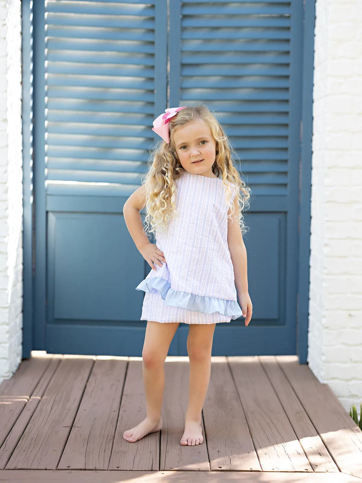 Blakely Pink & Blue Striped Bloomer Set