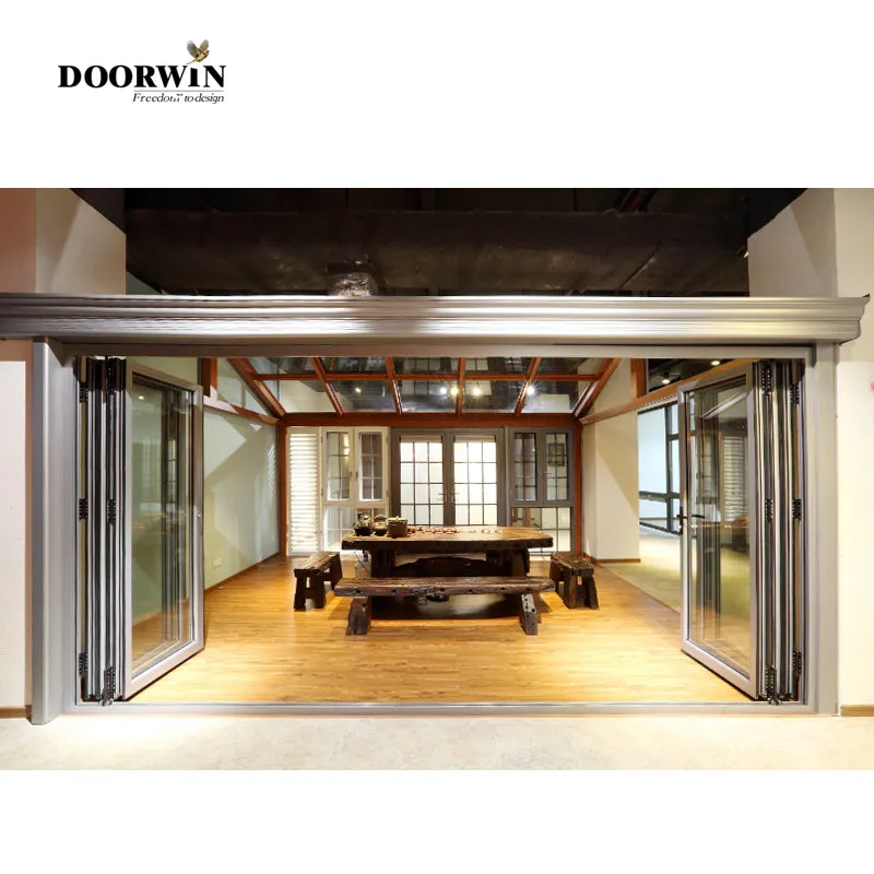 Doorwin 2021AAMA,NFRC,NAFS 2020 American standard modern German hardware waterproof thermal break patio folding doors