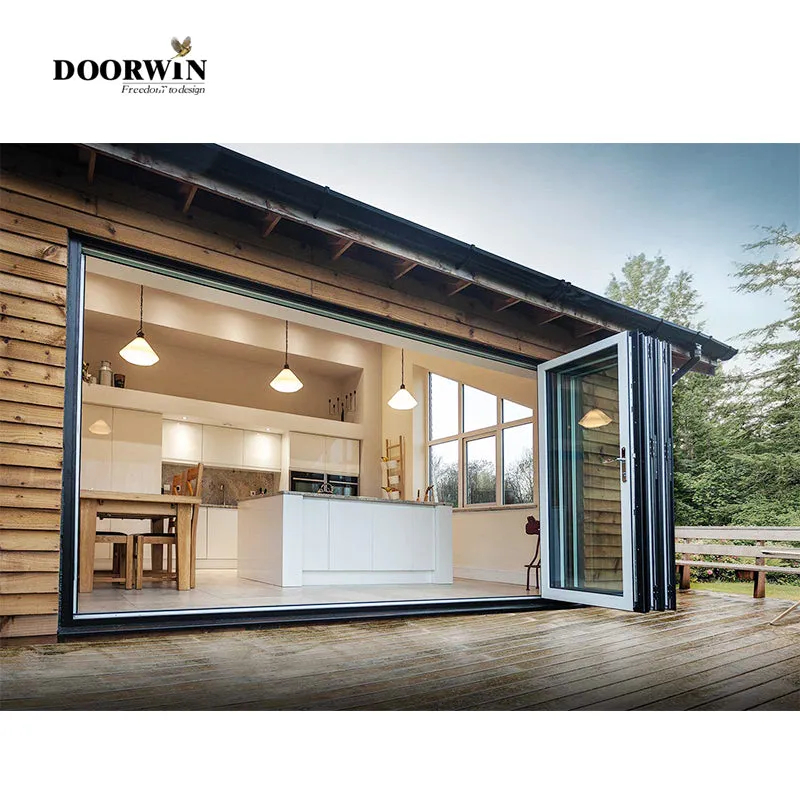 Doorwin 2021AAMA,NFRC,NAFS 2020 American standard modern German hardware waterproof thermal break patio folding doors