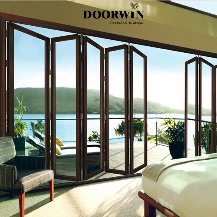 Doorwin 2021Doorwin Modern Design Wholesale Direct Sale Waterproof Ready Made Exterior Thermally Broken Aluminum Folding Doors For House