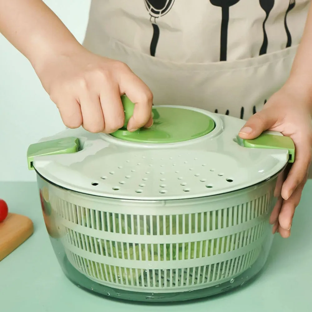 Durable 4L BPA-Free 3-in-1 Salad Spinner, Avocado Green - Gominimo