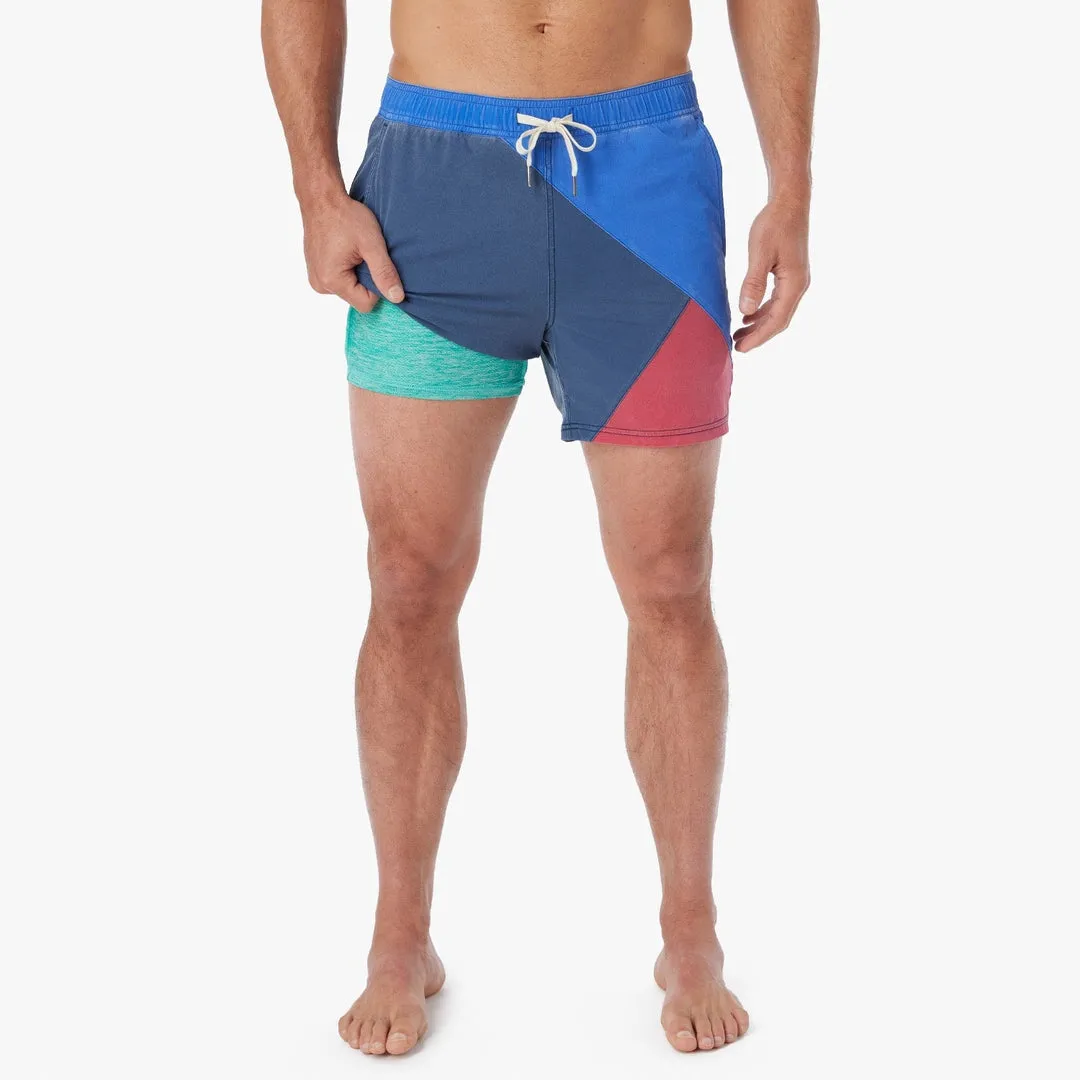 Fair Harbor Bungalow Swim Trunks in Navy Azul Block