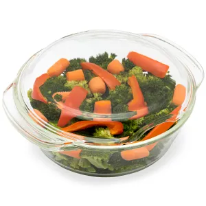 Glass Microwave Vegetable Steamer | 100% Glass, Oven-Safe, Plastic-Free, BPA-Free, and Silicone-Free