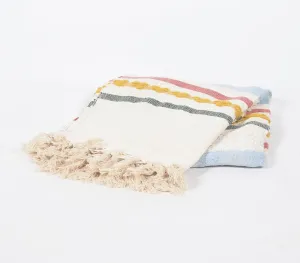 Handwoven & Tufted Cotton Striped Multicolor Throw