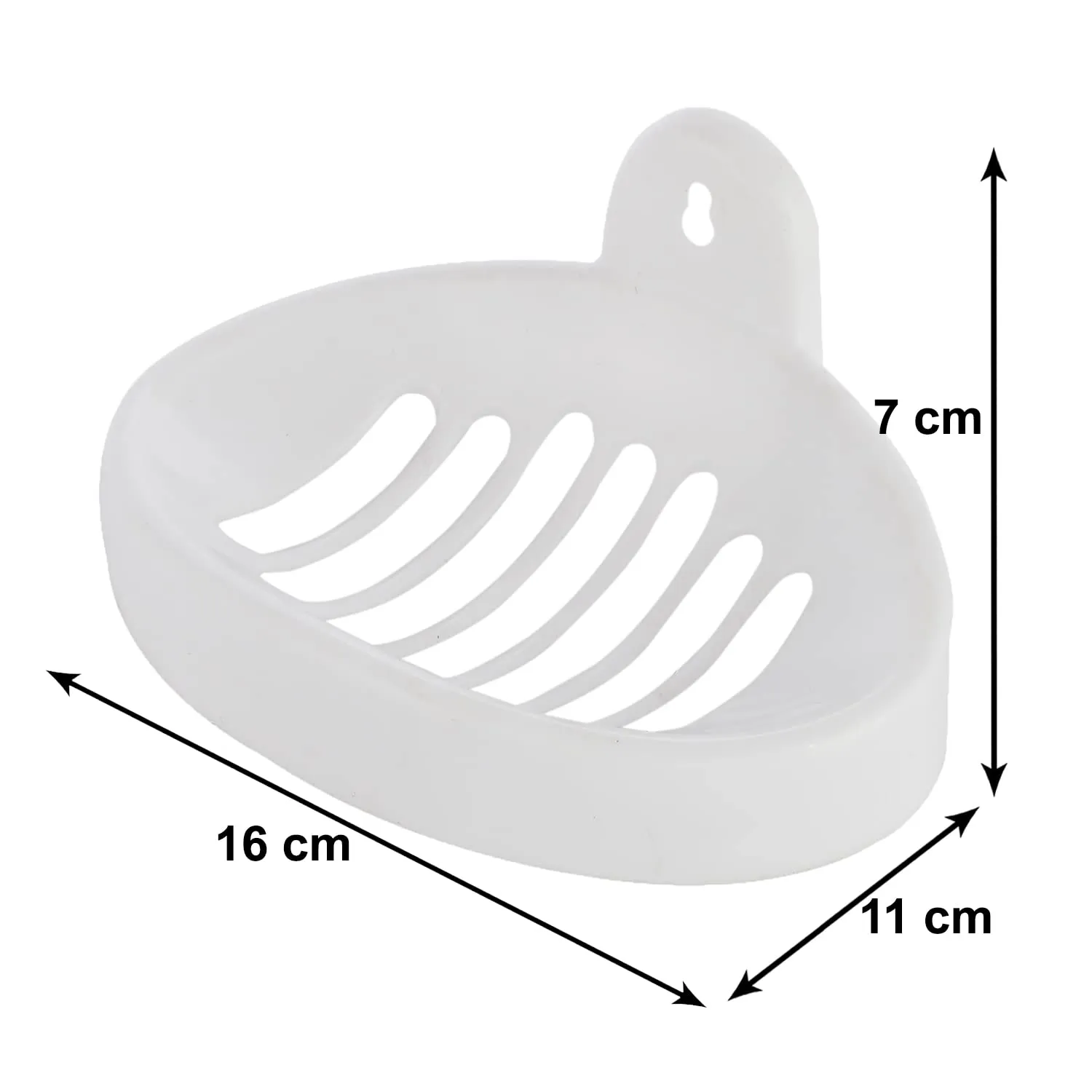 Heart Home Soap Holder|Sink Soap Holder|Plastic Wall Mounted Soap Holder|Oval Shape Self Draining Soap Dish for Bathroom|Pack of 3 (White)