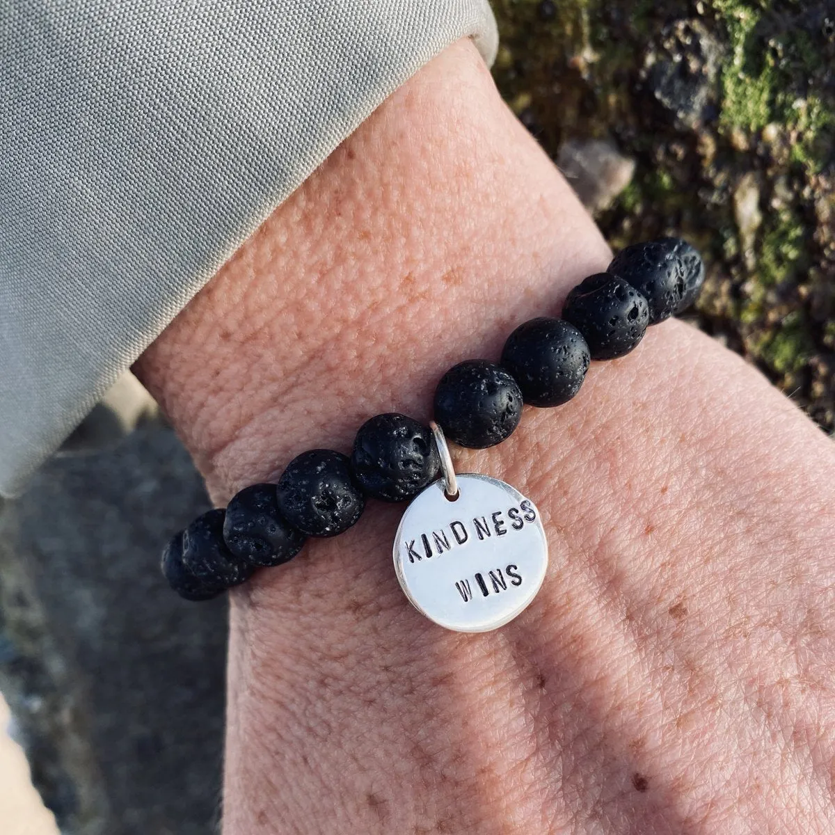 Kindness Wins Bracelet with Lava Stone