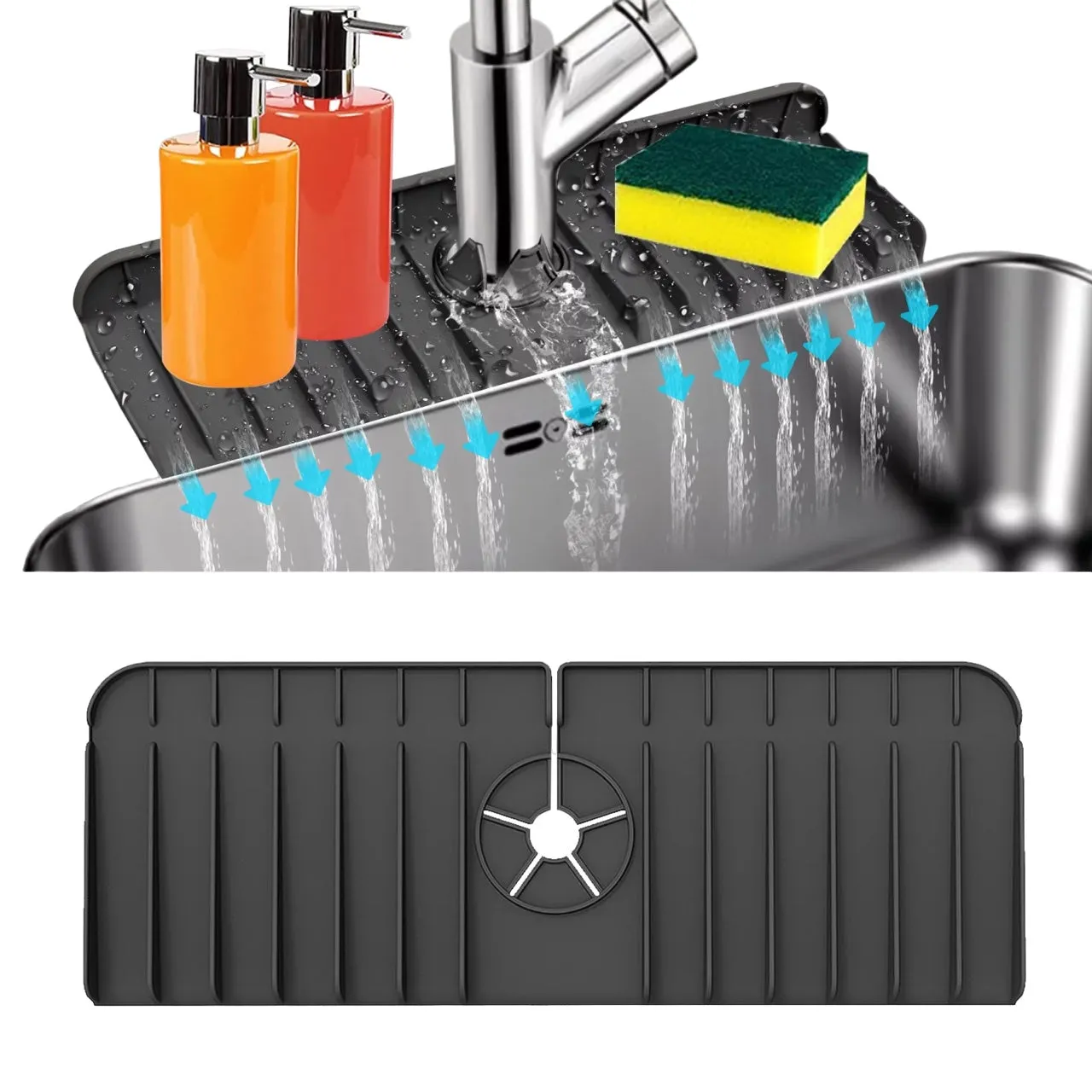 Kitchen Sink Splash Guard - Black - Medium  (17.71" x 5.7")