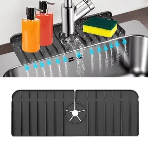 Kitchen Sink Splash Guard - Black - Medium  (17.71" x 5.7")