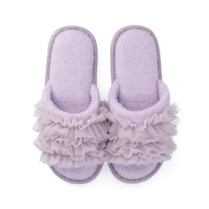 Knit Frill Room Shoes Purple