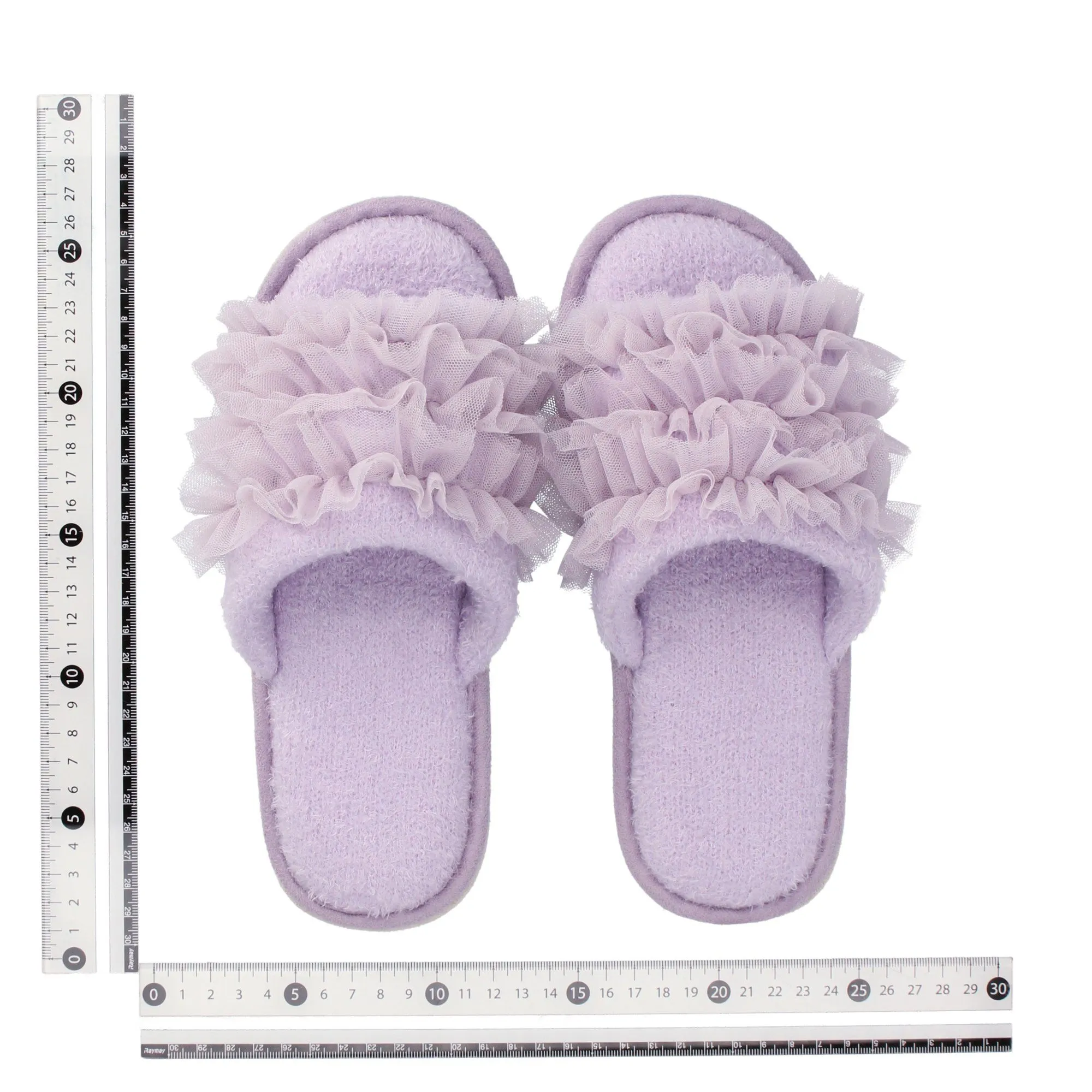 Knit Frill Room Shoes Purple