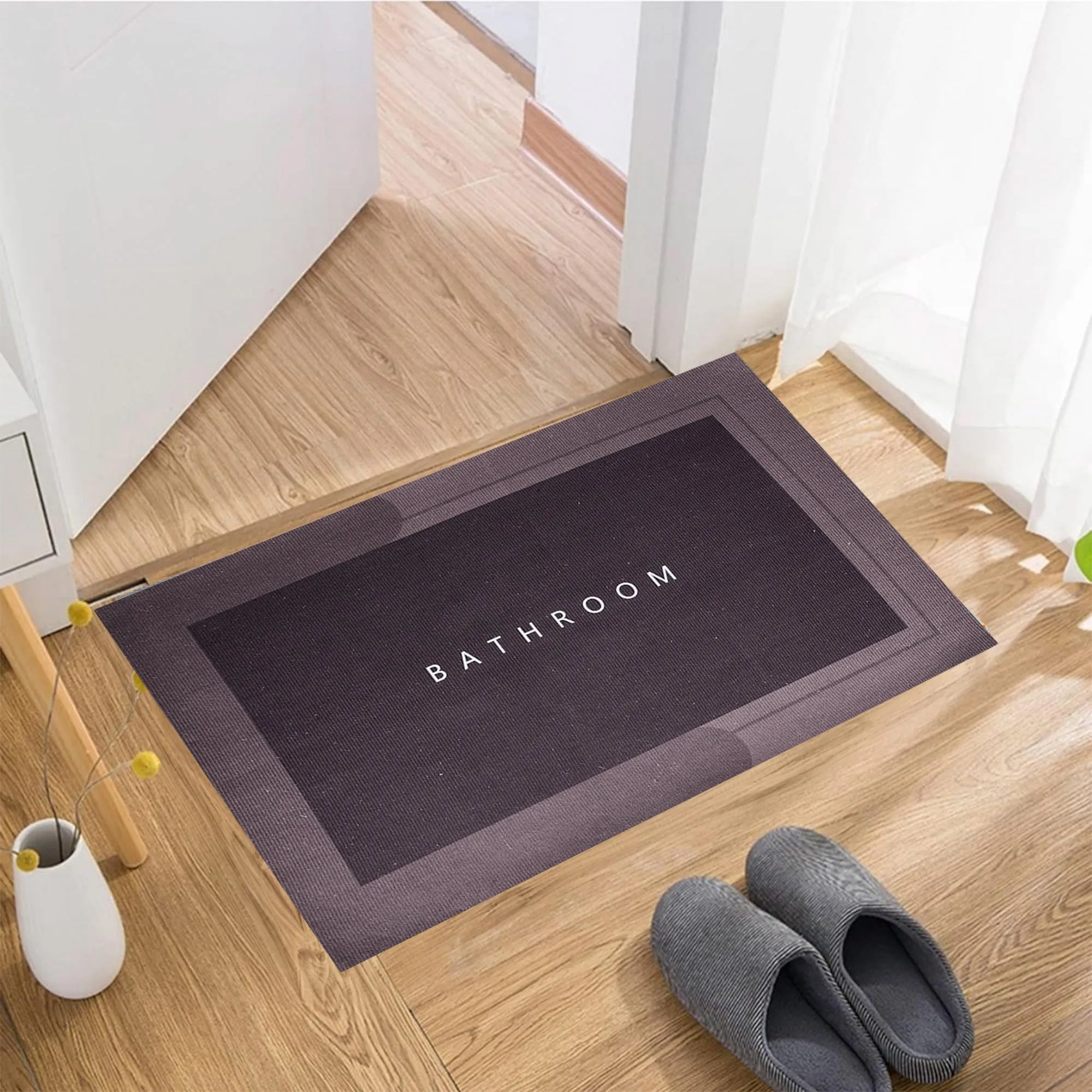 Kuber Industries Rectangular Bathroom Mat| Soft Anti Skid Bath Mat | Non Woven Floor Mat for Home | Non-Slip Mat for Shower-Bathtub | HY094 | Wine