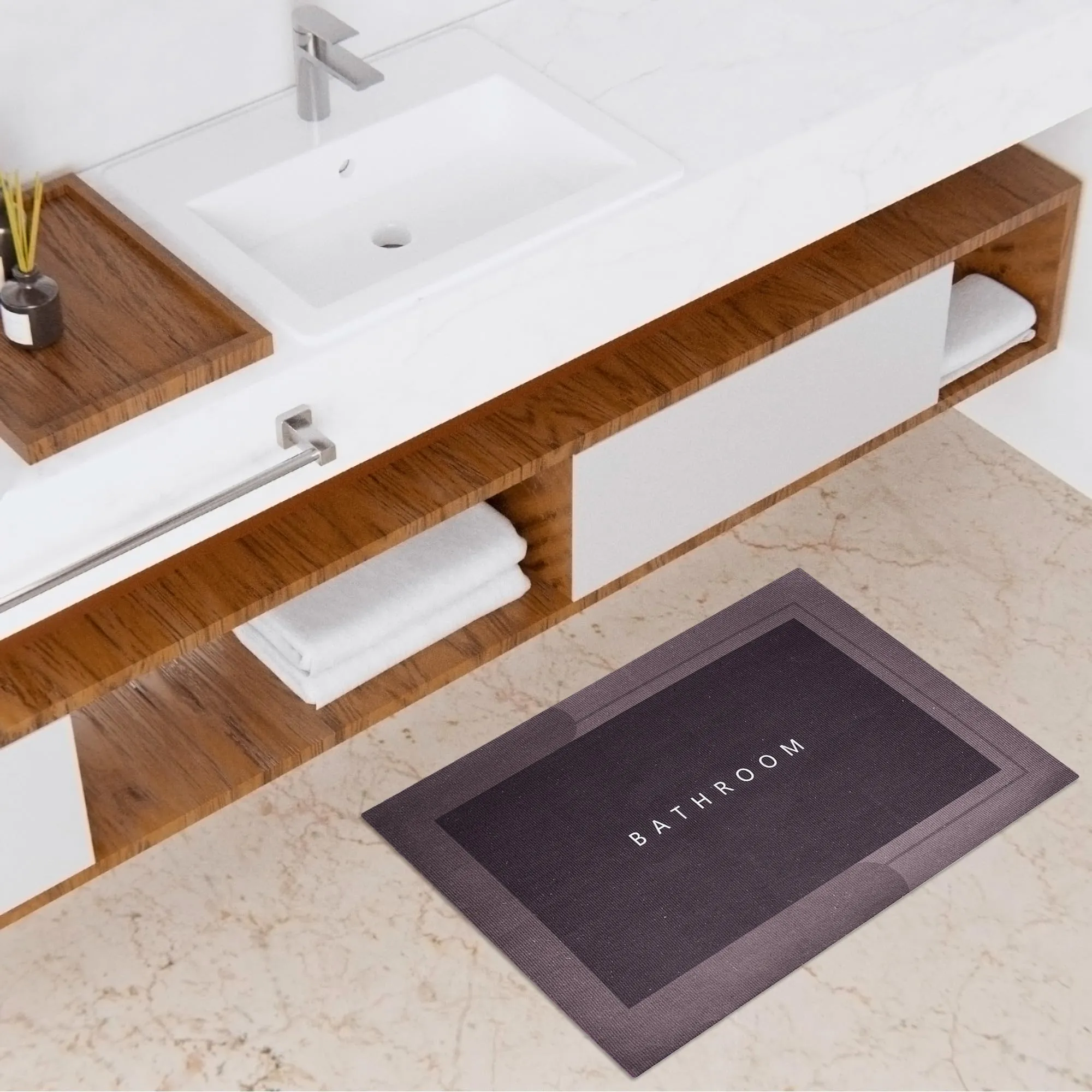 Kuber Industries Rectangular Bathroom Mat| Soft Anti Skid Bath Mat | Non Woven Floor Mat for Home | Non-Slip Mat for Shower-Bathtub | HY094 | Wine