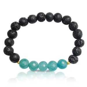 Lava Stone with Blue Agate Bracelet for Important Decisions