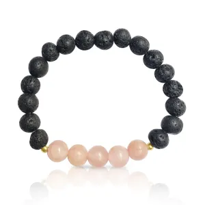 Lava Stone with Pink Agate Bracelet for Loving Thoughts