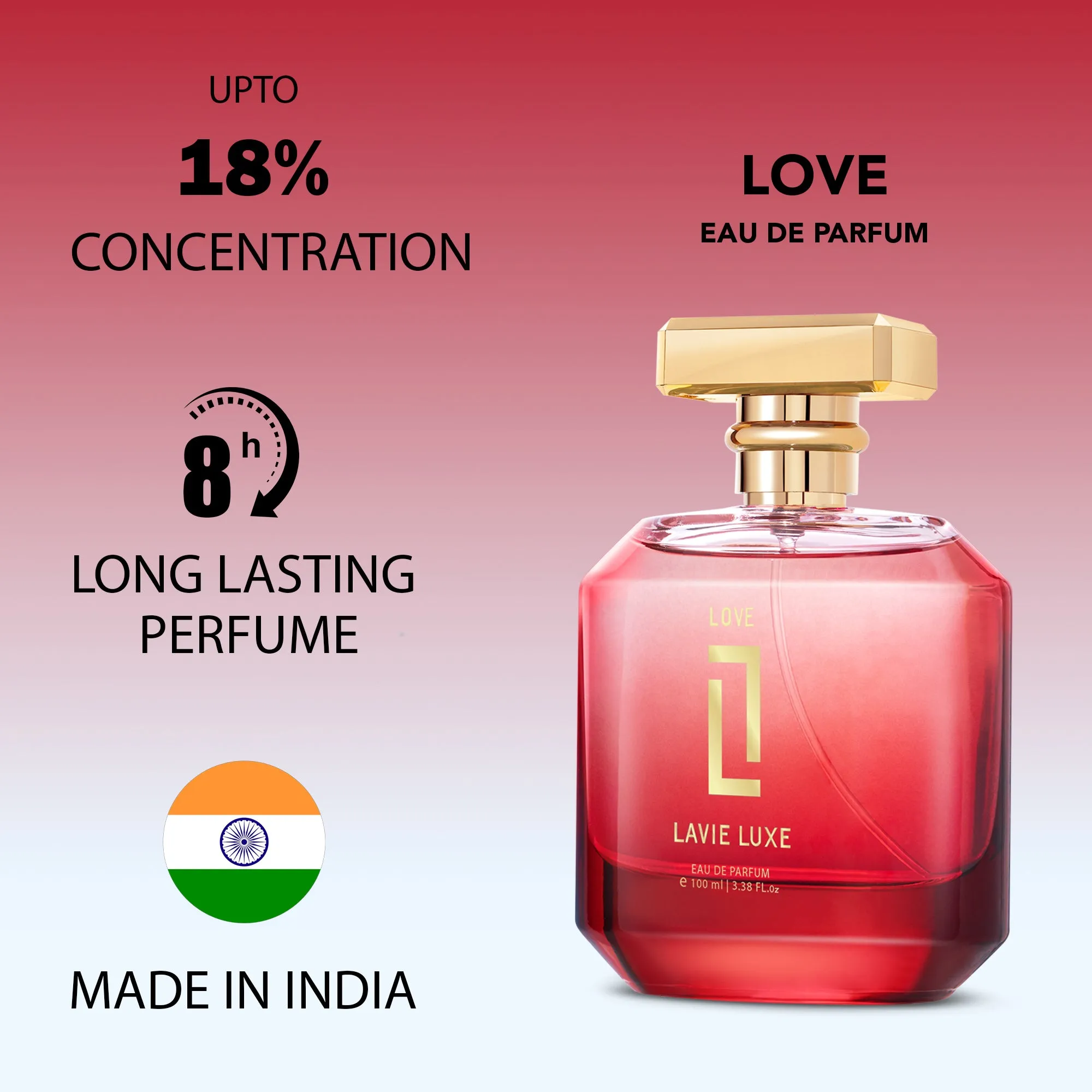 Lavie Luxe Love Luxury Woman Eau De Parfum 100 ml ǀ  Perfume with scents Bergamot, Patchouli & Woody  -  Red