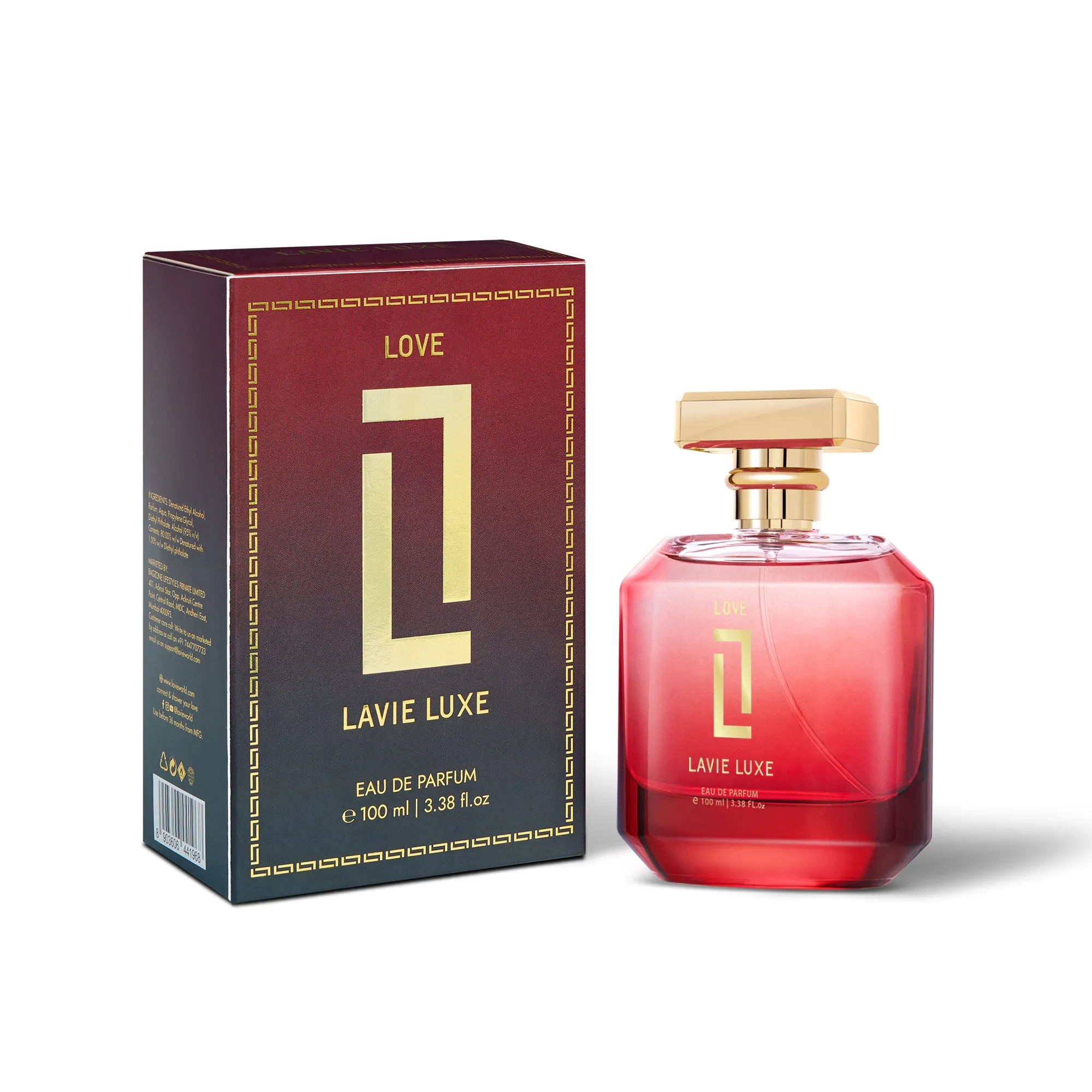 Lavie Luxe Love Luxury Woman Eau De Parfum 100 ml ǀ  Perfume with scents Bergamot, Patchouli & Woody  -  Red