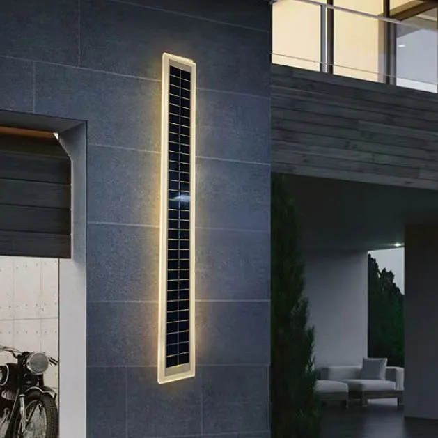 Minimalist Outdoor Solar Rectangular Strip Waterproof Patio LED Wall Sconce Lamp