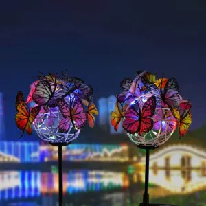 Modern Creative Butterfly Decorative Solar LED Waterproof Outdoor Patio Lawn Insert Light