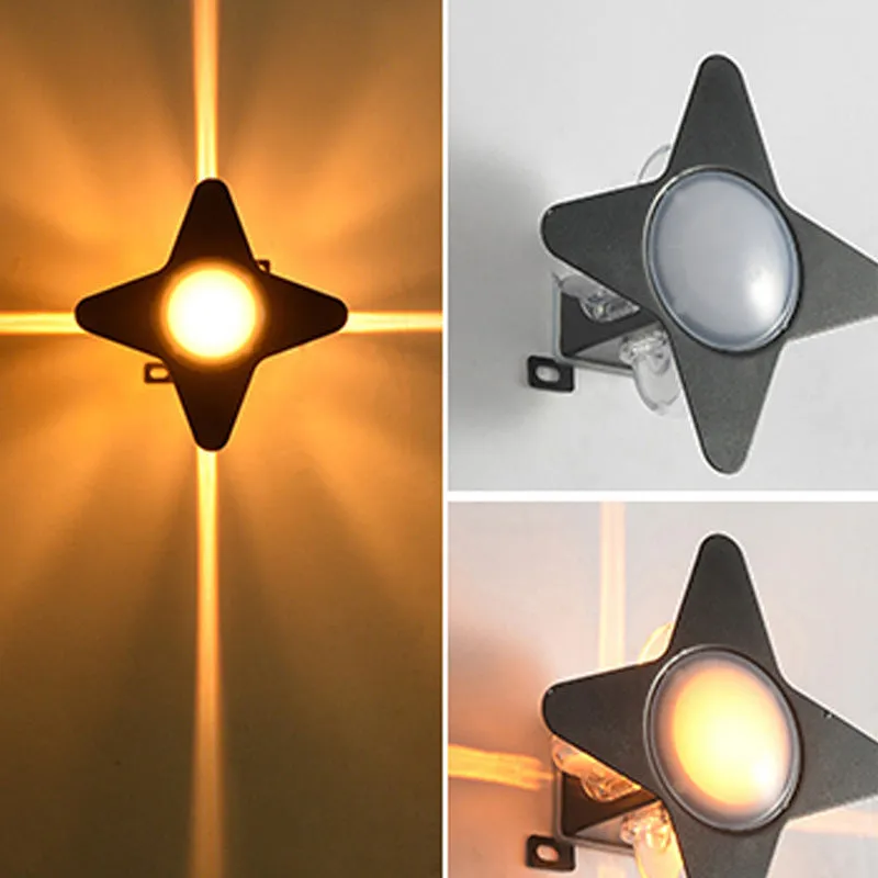 Modern Outdoor Cross Star Aluminum Glass Waterproof LED Wall Sconce Lamp