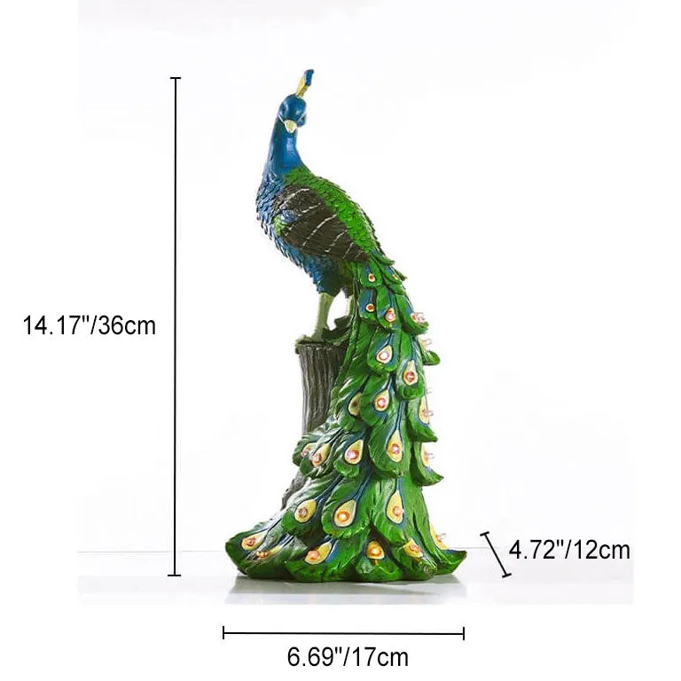 Modern Solar Simulation Peacock Waterproof Resin Battery LED Outdoor Landscape Lighting