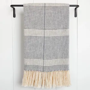 Navy & Ivory Stripe Handwoven Cotton Throw