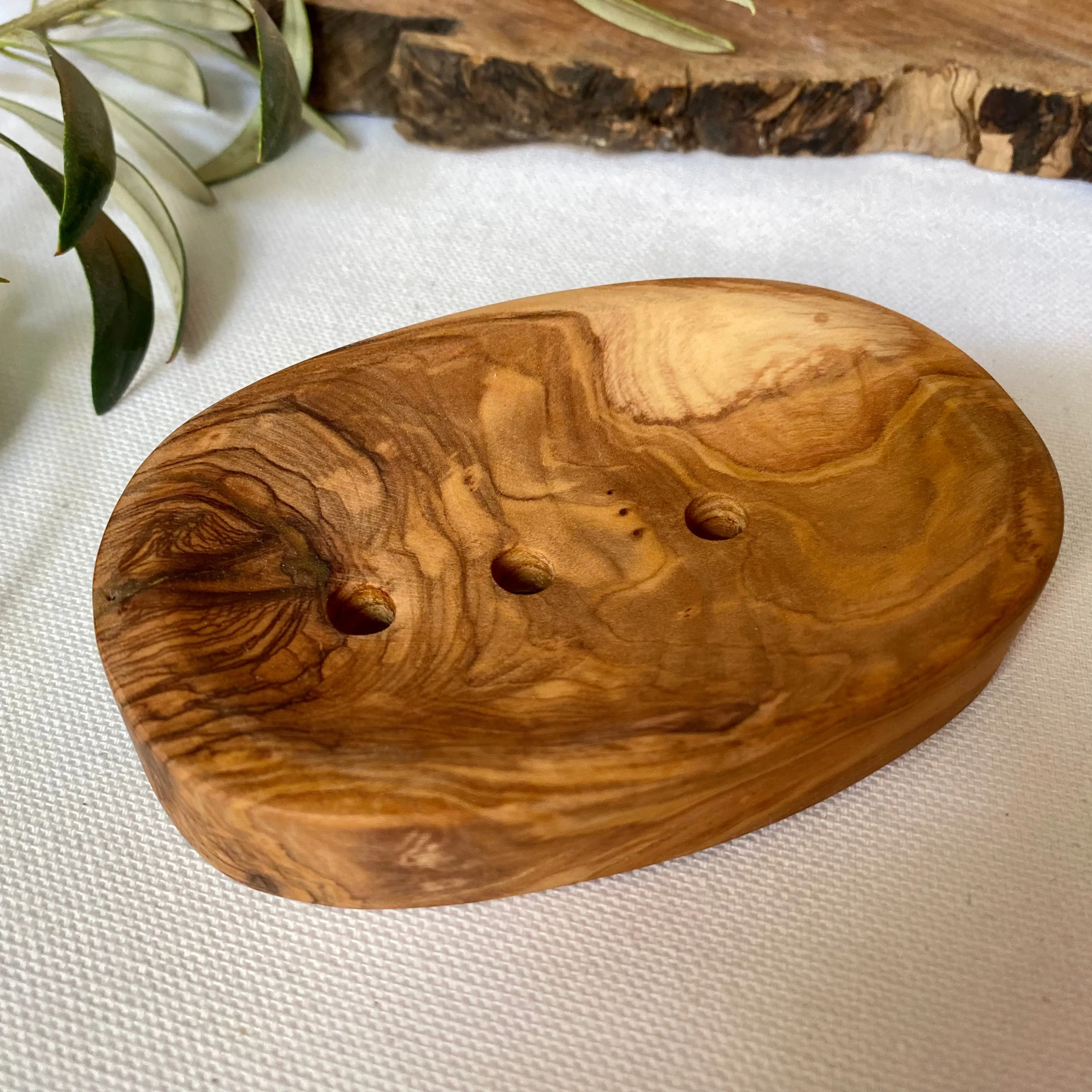 Olive Wood Soap Dish Oval Shape