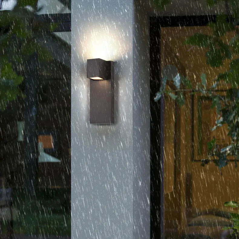 Outdoor Minimalist Cube Square Plate Aluminum LED Waterproof Rainproof Wall Sconce Lamp