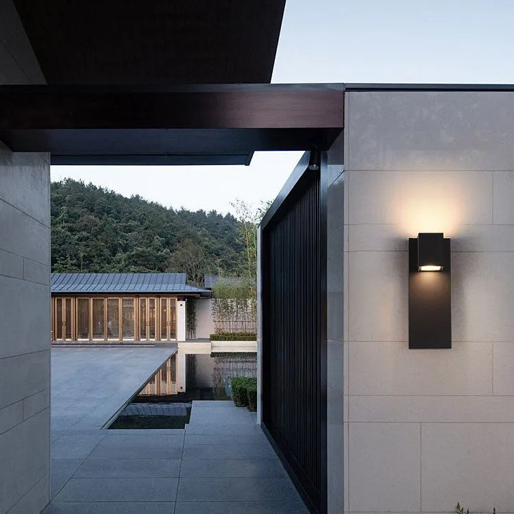 Outdoor Minimalist Cube Square Plate Aluminum LED Waterproof Rainproof Wall Sconce Lamp