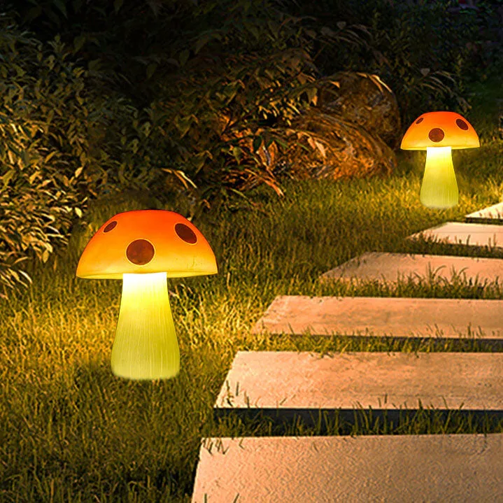 Outdoor Waterproof Mushroom Shaped Resin LED Solar Lawn Garden Light