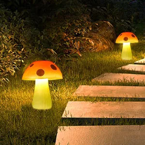 Outdoor Waterproof Mushroom Shaped Resin LED Solar Lawn Garden Light