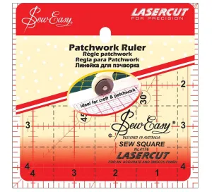 Sew Easy Patchwork Ruler 4.5" x 4.5" Quilt Ruler