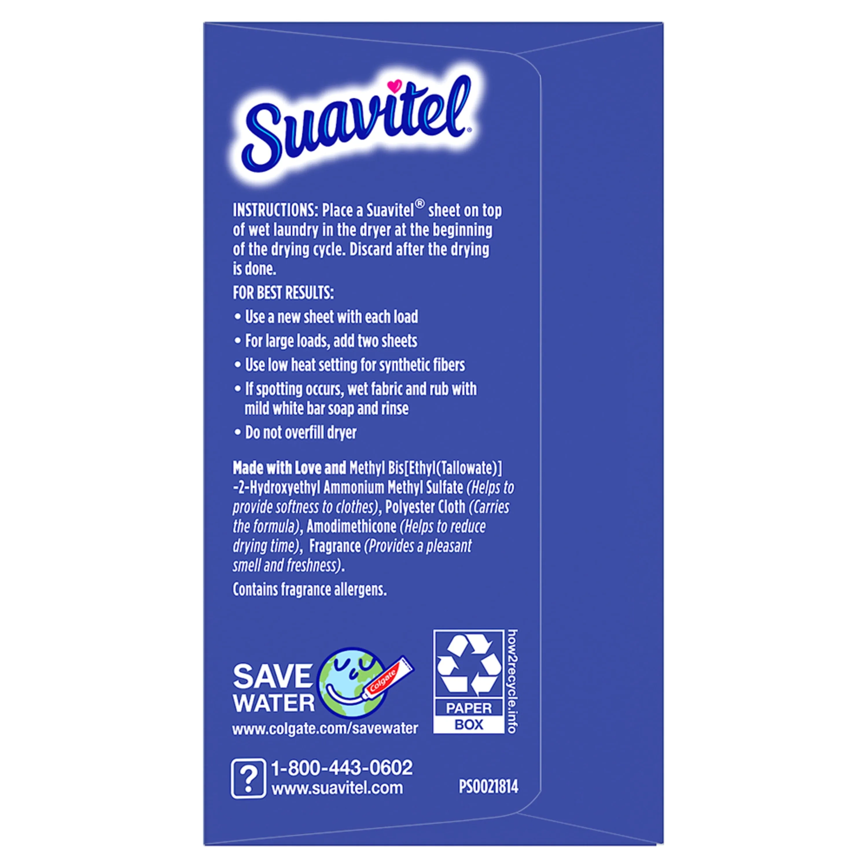 Suavitel Complete Fabric Softener Dryer Sheets, Lavender, 70ct