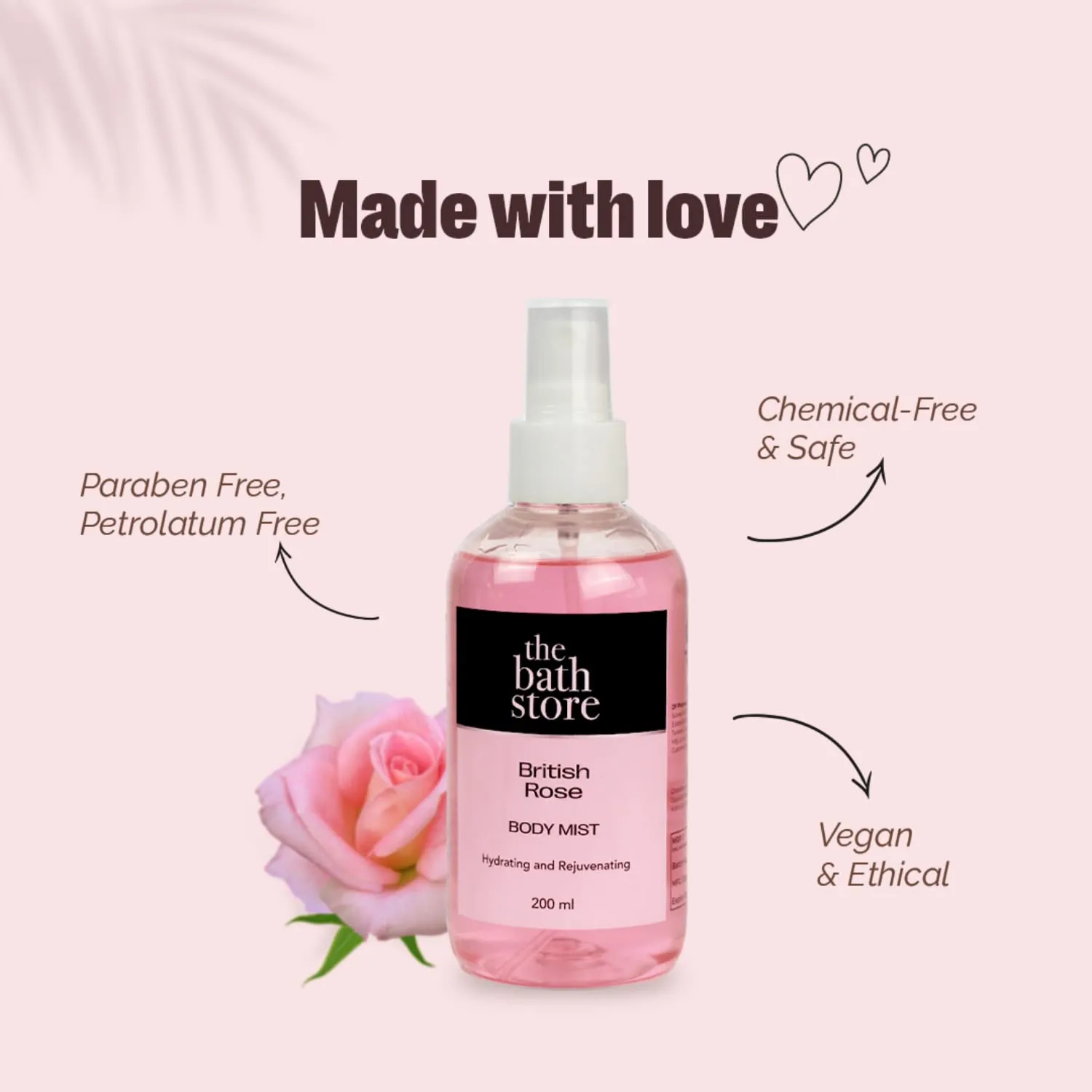 The Bath Store British Rose Body Mist - Refreshing Fragrance (Women and Men) | Long-Lasting Scent - 200ml