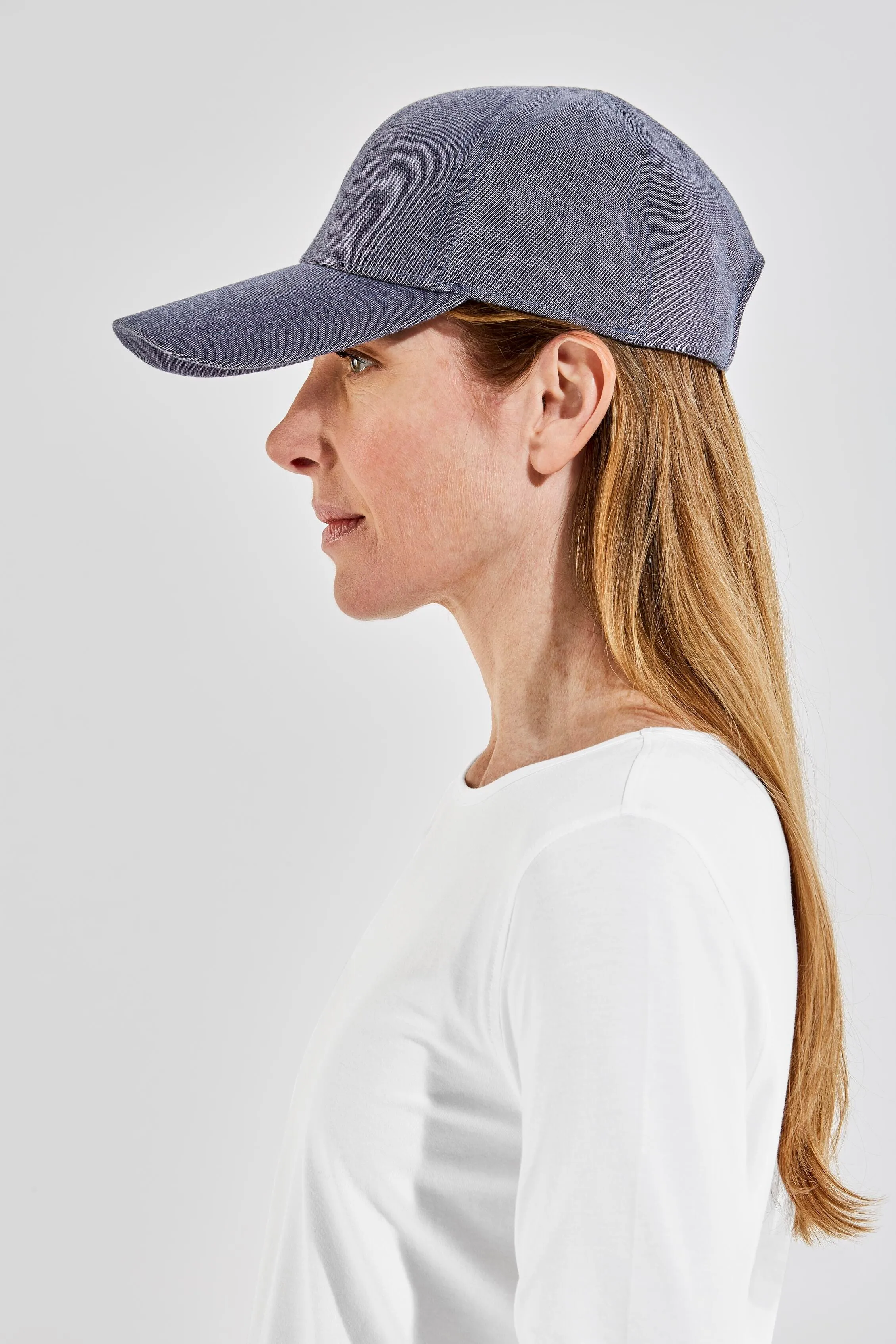 Unisex Zayne Cotton Ball Cap | Denim Blue Chambray