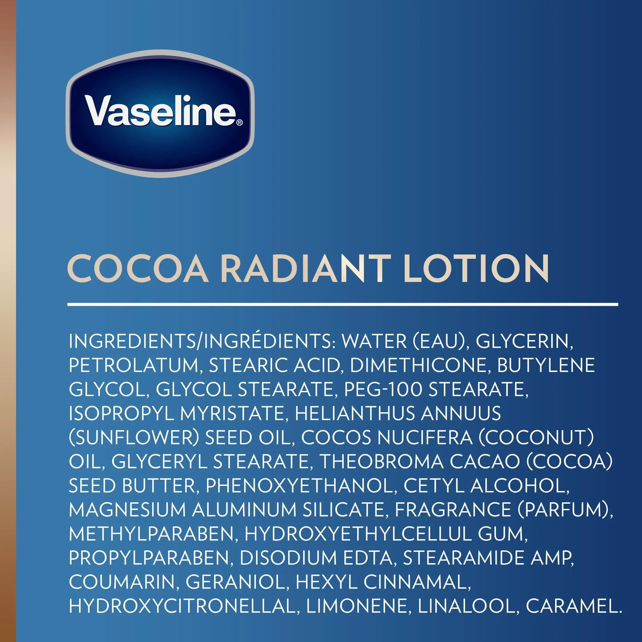 Vaseline Intensive Care Radiant Non Greasy Moisturizing Body Lotion, Cocoa, 20.3 fl oz