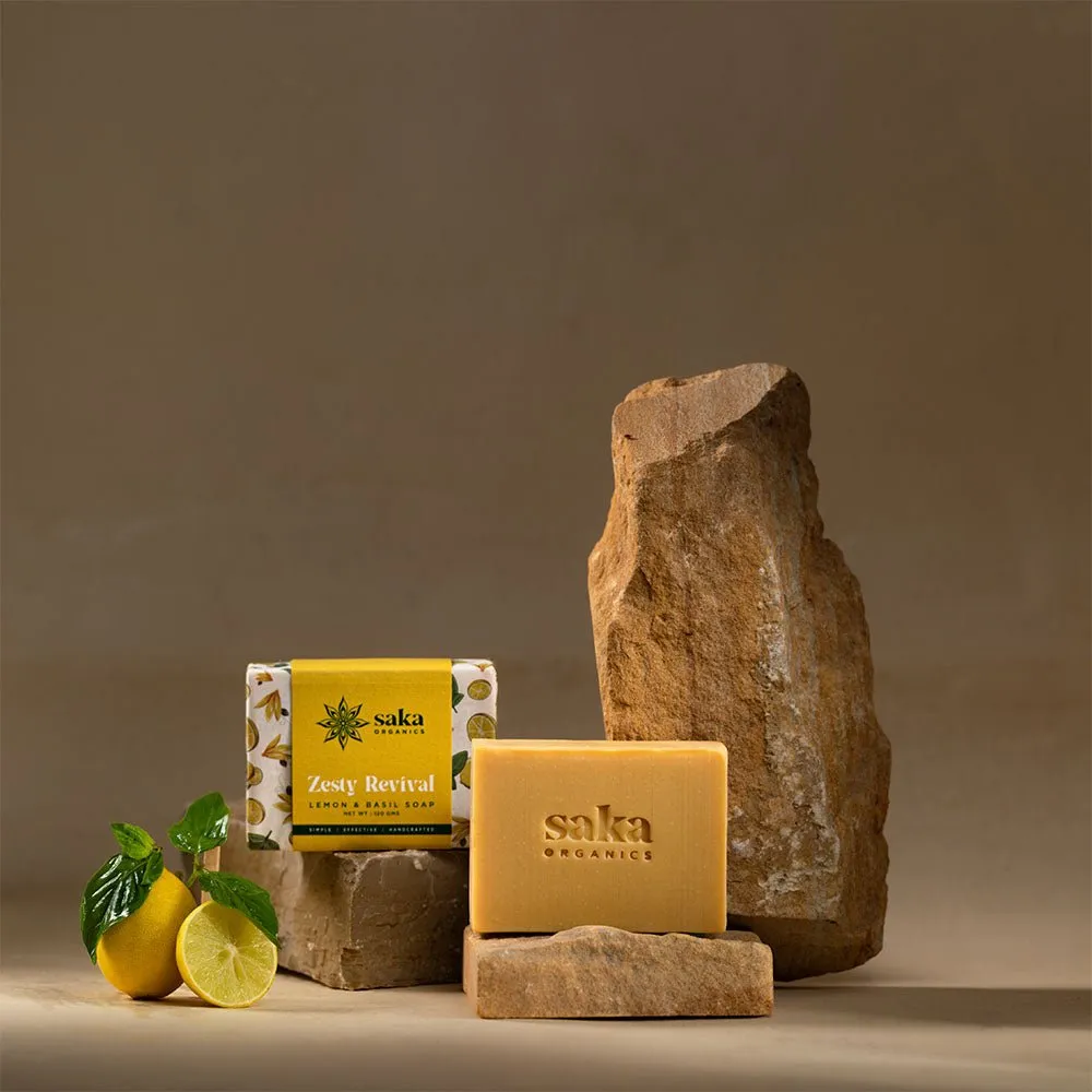 Zesty Revival | Handmade Lemon & Basil Soap with Moisturizing Formula (120gm)